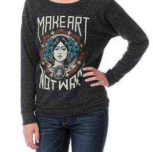 OBEY Make art Not War. Crew neck sweatshirt.